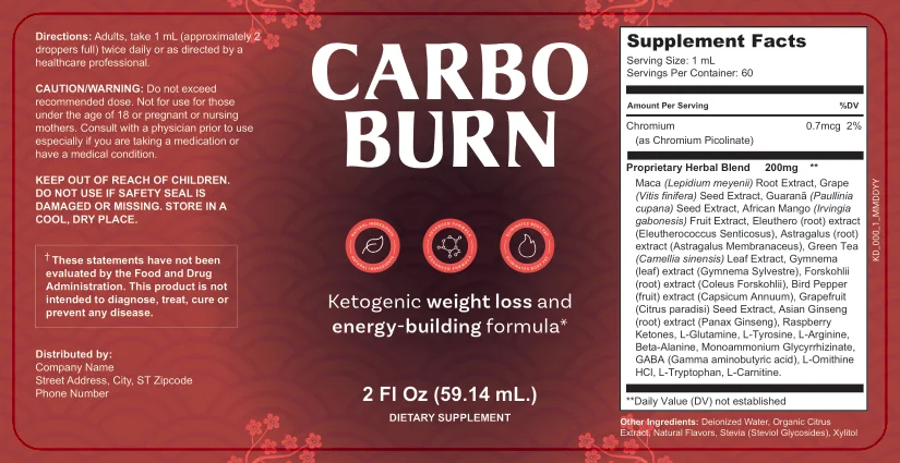 CarboBurn Product Label